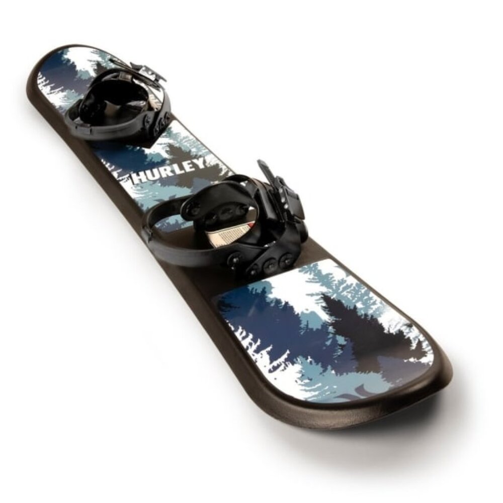 Hurley 48" Printed Beginner Snowboard with Premium Bindings and Blue Mountain De